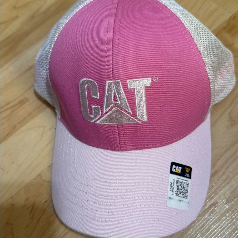 CAT- Caterpillar Pink and White Mesh Women Cap
